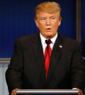 Donald Trump speaks during Republican presidential debate at Milwaukee Theatre, Tuesday, Nov. 10, 2015, in Milwaukee. (AP Photo/Morry Gash)