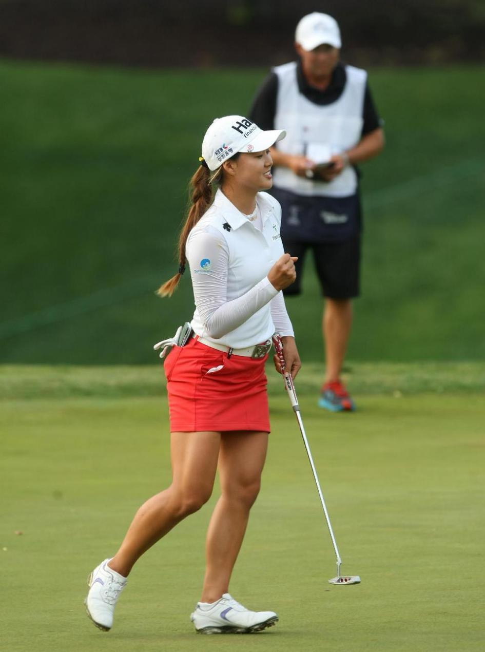 Korean Australian golfer Minjee Lee holds a one stroke lead over the rest of the field after Friday's round of the Lorena Ochoa Invitiational. (AP Photo/Jason Hirschfeld)