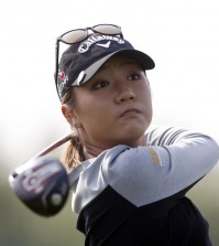 Korean New Zealander Lydia Ko watches a tee shot. (AP Photo/Lee Jin-man)