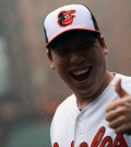 One happy Kim Hyun-soo raises his thumbs up after visiting the Orioles park at Camden Yard. (Courtesy of Baltimore Orioles)