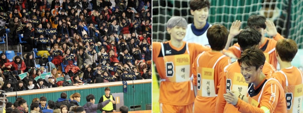 Scenes of "Idol Star Athletics Championships," where stars show off athleticism while fans cheer. (Korea Times file)