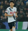 Tottenham’s Son Heung-Min after scoring during the English FA Cup third round soccer match between Leicester City and Tottenham Hotspur at the King Power Stadium in Leicester, England, Wednesday, Jan. 20, 2016. (AP Photo/Rui Vieira)