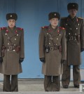 North Korean soldiers guard the truce village of Panmunjom at the Demilitarized Zone (DMZ) which separates the two Koreas on Monday, Feb. 22, 2016, in Panmunjom, North Korea. Though the world's most fortified border can often seem like a tourist trap, drawing throngs of camera-happy visitors on both sides every year, to the military-trained eye the Cold War style standoff along the DMZ is an incident waiting to happen. And with tensions between Seoul, Pyongyang and Washington, this is one of those times when that's more true than ever. (AP Photo/Wong Maye-E)