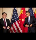 Barack Obama, Xi Jinping...US President Barack Obama, right, and  Chinese President Xi Jinping, left, both adjust their suit coats during the start of their bilateral meeting at the US Ambassador's Residence in Amsterdam, Netherlands, Monday, March 24, 2014. Obama is in the Netherlands for the Nuclear Security Summit in The Hague, which will form the backdrop for an emergency meeting of Group of Seven leaders on Russia's annexation of Crimea. (AP Photo/Pablo Martinez Monsivais)