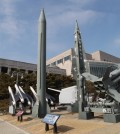 A mock Scud-B missile of North Korea, left, and other South Korean missiles are displayed at the Korea War Memorial Museum in Seoul, South Korea, Wednesday, Feb. 3, 2016. South Korea warned on Wednesday of "searing" consequences if North Korea doesn't abandon plans to launch a long-range rocket that critics call a banned test of ballistic missile technology.(AP Photo/Ahn Young-joon)