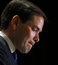 Republican presidential candidate Sen. Marco Rubio, R-Fla., speaks during a Republican primary night celebration rally at Florida International University in Miami, Fla., Tuesday, March 15, 2016. Rubio is ending his campaign for the Republican nomination for president after a humiliating loss in his home state of Florida. (AP Photo/Paul Sancya)