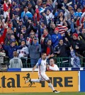 United States' Clint Dempsey celebrates his goal against Guatemala during the first half of a World Cup qualifying soccer match Tuesday, March 29, 2016, in Columbus, Ohio. (AP Photo/Jay LaPrete)
