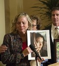 FILE -- Debbie Ziegler, mother of Brittany Maynard, speaks to the media after the passage of legislation, which would allow terminally ill patients to legally end their lives, at the state Capitol, Friday, Sept. 11, 2015, in Sacramento, Calif. The measure to allow doctors to prescribe life-ending medication succeeded on its second attempt after the heavily publicized case of Maynard, the woman with brain cancer who moved to Oregon to legally take her life. (AP Photo/Carl Costas)