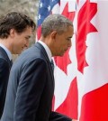 President Barack Obama and Canadian Prime Minister Justin Trudeau depart from a bilateral news conference in the Rose Garden of the White House in Washington, Thursday, March 10, 2016. (AP Photo/Andrew Harnik)