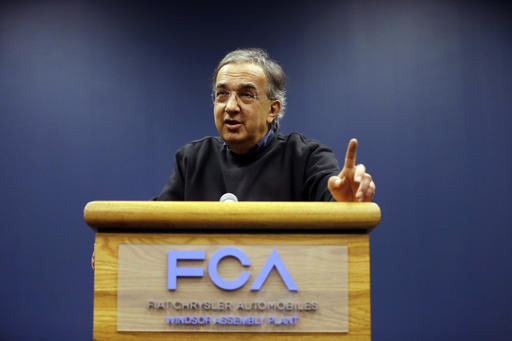 Sergio Marchionne, Chairman and CEO of Fiat Chrysler Automobiles, addresses the media, Friday, May 6, 2016 in Windsor. Fiat Chrysler and Google announced Tuesday, May 3, 2016, that they will work together to more than double the size of Google's self-driving vehicle fleet by adding 100 Chrysler Pacifica minivans. (AP Photo/Carlos Osorio)
