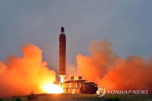This photo from North Korea's Rodong Sinmun, the ruling party newspaper, on June 23, 2016, shows the launch of the Musudan IRBM. (For Use Only in the Republic of Korea. No Redistribution) (Yonhap)