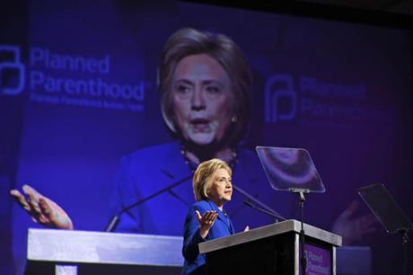 Democratic presidential candidate Hillary Clinton speaks during a Planned Parenthood Action Fund membership event, Friday, June 10, 2016 in Washington.