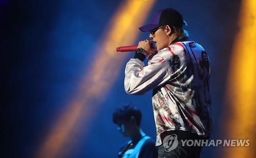 Rapper Zico from boy band Block B performs during the 2016 Jisan Valley Rock Music and Arts Festival in Icheon, Gyeonggi Province, on July 24, 2016. 