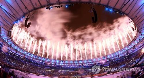 Fireworks at Maracana Stadium kick off the closing ceremony of the Rio de Janeiro Olympics on Aug. 21, 2016. 