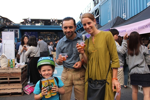 The German globe-trotting family of Arne Franz enjoys the Beer Week Seoul festival at Common Ground near Konkuk University on Sept. 21, 2016.