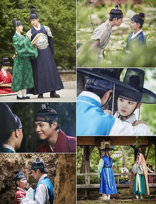 This image compilation shows stills from the drama "Love in the Moonlight." 