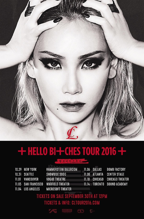 This photo, released by YG Entertainment, is a promotional poster for South Korean singer-rapper CL's North American tour, "Hello Bitches Tour 2016." 