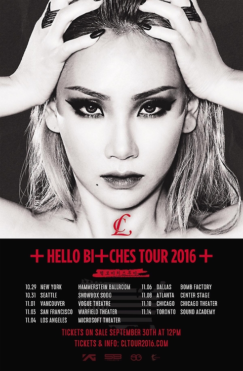 This photo, released by YG Entertainment, is a promotional poster for South Korean singer-rapper CL's North American tour, "Hello Bitches Tour 2016."