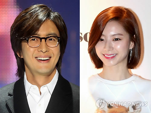 Actor Bae Yong-joon and his wife, actress Park Soo-jin
