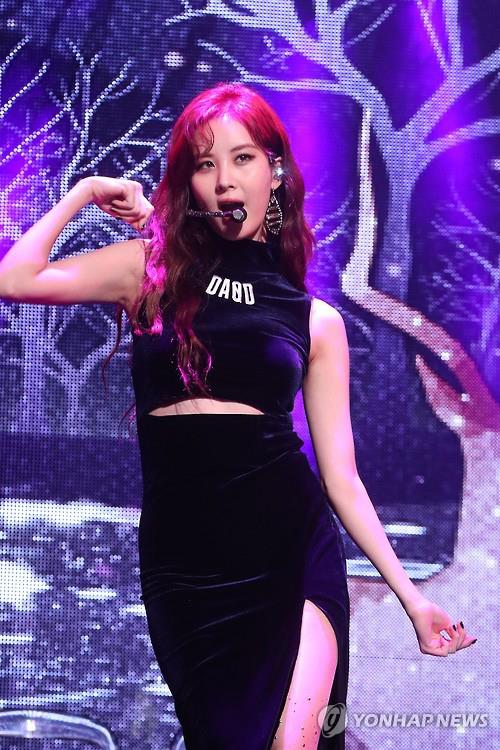 Seohyun of Girls' Generation showcases her new song "Magic" at a media event in Seoul on Jan. 16, 2017.