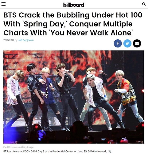 This image captured from the Billboard website shows the BTS performing at KCON 2016 at the Prudential Center on June 25, 2016, in Newark, N.J. 