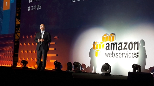 Doug Yeum, general manager at Amazon Web Service (AWS) Korea, speaks during the AWS Summit 2017 in Seoul, on April 19, 2017. (Yonhap)