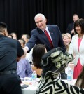 Vice President Mike Pence, center, and his wife, Karen Pence, greeted soldiers and their family members on Sunday at an Easter dinner at a military base in Seoul, South Korea.
LEE JIN-MAN / ASSOCIATED PRESS