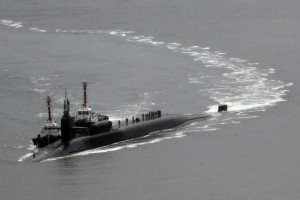 The guided missile submarine Michigan at a base in Busan, South Korea, on Tuesday. Its presence reflected heightened military readiness on both sides of the Korean Peninsula. Credit Cho Jueong-ho/Yonhap, via Reuters