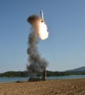 The medium-range strategic ballistic missile Pukguksong-2, shown in this undated image, was tested recently at an undisclosed location in North Korea. The North has successfully tested solid-fueled missiles four times. Credit Korean Central News Agency, via European Pressphoto Agency