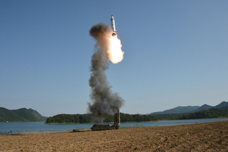 The medium-range strategic ballistic missile Pukguksong-2, shown in this undated image, was tested recently at an undisclosed location in North Korea. The North has successfully tested solid-fueled missiles four times. Credit Korean Central News Agency, via European Pressphoto Agency