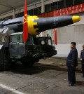 Kim Jong-un, North Korea’s leader, inspecting a ballistic missile called the Hwasong-12, the type that was tested on Sunday. Credit Korean Central News Agency