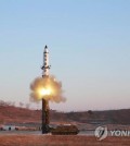 North Korea fires a medium-range ballistic missile in February in this file photo. (For Use Only in the Republic of Korea. No Redistribution) (KCNA-Yonhap)