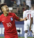 South Korean midfielder Lee Seung-woo celebrates after scoring a goal against Guinea in the opening match of the FIFA U-20 World Cup in South Korea at Jeonju World Cup Stadium in Jeonju, North Jeolla Province, on May 20, 2017. (Yonhap)