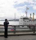 The new ferry boat between North Korea and Russia, arriving in Vladivostok last month. The ferry service comes as local businesses have started to use North Korean workers for low-cost labor. Credit James Hill for The New York Times