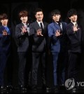 South Korean boy group Super Junior poses for a photo during a publicity event in Seoul on July 15, 2015, to promote their special album "Devil." (Yonhap)