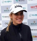 Olafia Kristinsdottir of Iceland poses for pictures after an interview with Yonhap News Agency after the first round of the LPGA KEB Hana Bank Championship at Sky 72 Golf & Resort's Ocean Course in Incheon on Oct. 12, 2017. (Yonhap)