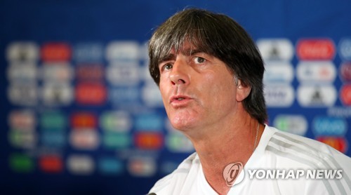 Germany national football team head coach Joachim Low speaks at a press conference at Kazan Arena in Kazan, Russia, on June 26, 2018, one day ahead of 2018 FIFA World Cup Group F match between South Korea and Germany. (Yonhap)