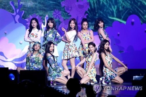 This photo of TWICE is provided by JYP Entertainment. (Yonhap)