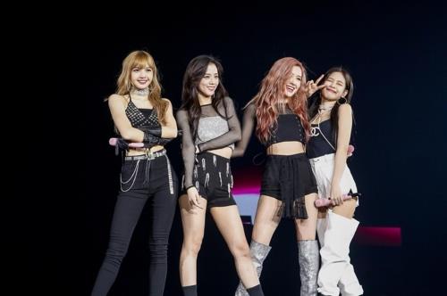 This photo provided by YG Entertainment shows BLACKPINK during a concert in Osaka, Japan, on July 24, 2018. (Yonhap)