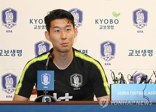 South Korean football player Son Heung-min speaks during a press conference at the National Football Center in Paju, Gyeonggi Province, on Sept. 5, 2018. (Yonhap)