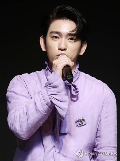 GOT7 member Jinyoung speaks during a press conference announcing the release of their new album "Present:YOU" on Sept. 17, 2018. (Yonhap)