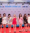 Members of girl group TWICE pose at the annual K-pop festival KCON at the LA Convention Center in Los Angeles on Aug. 11, 2018, in this photo courtesy of CJ ENM. (Yonhap)