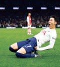 In this Reuters photo, Son Heung-min of Tottenham Hotspur celebrates after scoring a goal against Arsenal during the clubs' Premier League match at Tottenham Hotspur Stadium in London on May 12, 2022