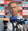 Jurgen Klinsmann, head coach of the South Korean men's national football team, speaks to reporters at the National Football Center in Paju, some 30 kilometers northwest of Seoul, before a training session on March 20, 2023. (Yonhap)
