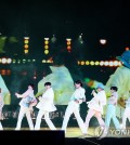 This photo, provided by BigHit Music, shows BTS performing at SoFi Stadium in Los Angeles on Dec. 2, 2021. (PHOTO NOT FOR SALE) (Yonhap)