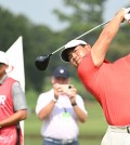 Aug 24, 2023; Atlanta, Georgia, USA; Tom Kim tees off on the 16th hole during the first round of the TOUR Championship golf tournament at East Lake Golf Club. Mandatory Credit: Adam Hagy-USA TODAY Sports