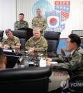 President Yoon Suk Yeol visits CP Tango, or the Command Post Theater Air Naval Ground Operations, in Seongnam, just south of Seoul, on Aug. 23, 2023, to monitor South Korean and U.S. troops engaging in a joint military exercise in this photo provided by the presidential office. (PHOTO NOT FOR SALE) (Yonhap)