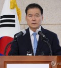 This photo, taken Sept. 14, 2023, shows Unification Minister Kim Yung-ho speaking at a press conference in Seoul. (Yonhap)