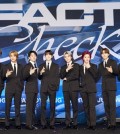 K-pop group NCT 127 poses for photos during a press conference at a Seoul hotel on Oct. 6, 2023, to promote its fifth full-length album, "Fact Check," in this photo provided by SM Entertainment. (PHOTO NOT FOR SALE) (Yonhap)