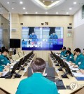 Health officials discuss measures against local doctors' collective action during a meeting held in Seoul on Feb. 7, 2024, in this photo released by the Ministry of Health and Welfare. (PHOTO NOT FOR SALE) (Yonhap)